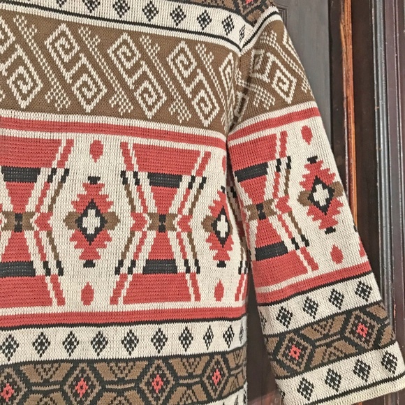 Forever 21 Cardigan Open Front Aztec Southwestern Tribal Geometric Sweater Boho - Picture 10 of 16